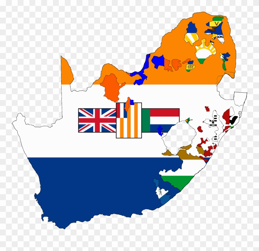 Flag Map Of South Africa 1928-1994 - Old South African Flag Clipart