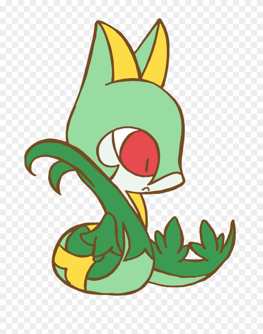 Green Leaf Clip Art Flower Fictional Character - Pokemon Serperior Chibi - Png Download