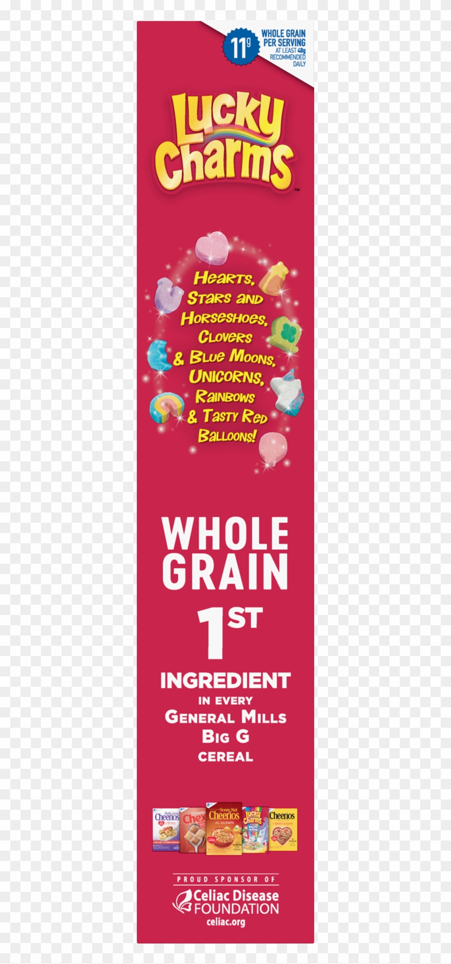 Lucky Charms Frosted Toasted Oat Cereal With Marshmallows, - Lucky Charms Side Of Box Clipart