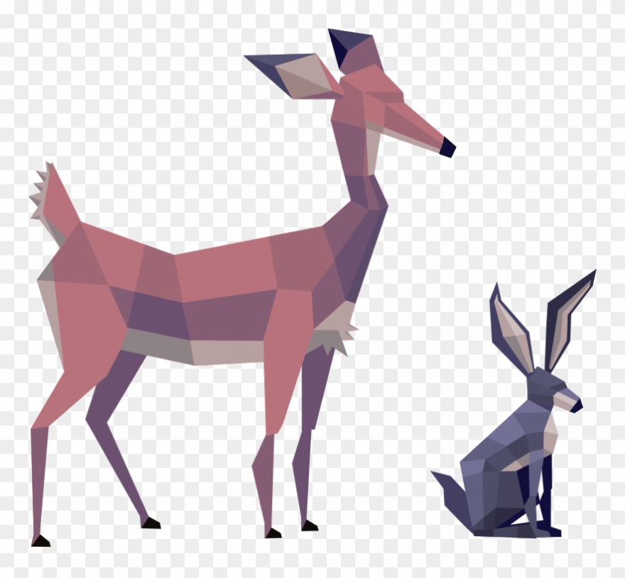 Jpg Black And White Stock D Low Poly Concept Deer And - 2d Low Poly Character Clipart