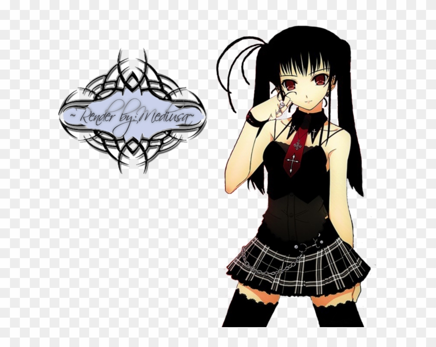 Anime Gothic Girl - Goth Anime Girl Render Clipart