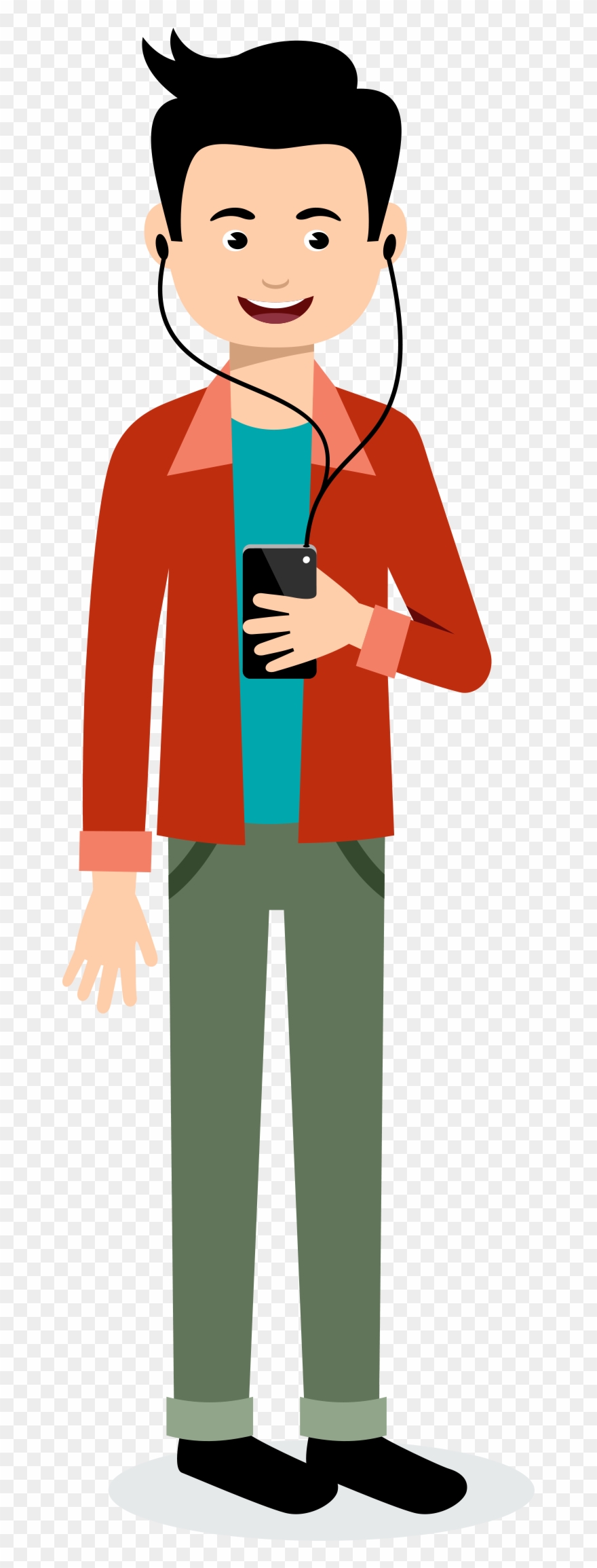 Short Hair Clipart Men's Hair - Man Cartoon Headphones Clipart Png Transparent Png