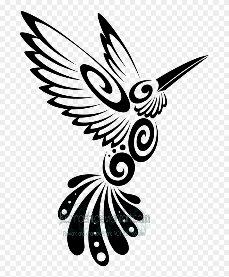 Hummingbird And Flower Banner Royalty Free Library - Tribal Hummingbird Black And White Clipart - Png Download
