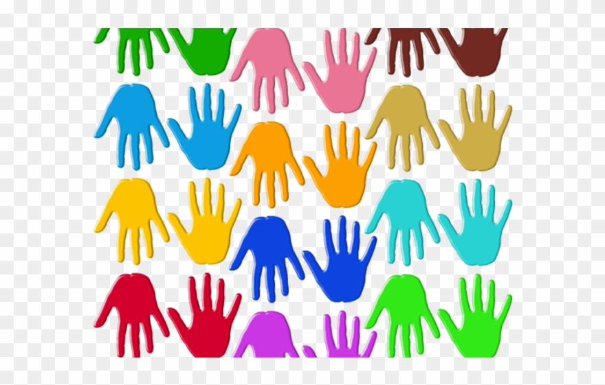 Handprint Clipart Multi Colored - Png Download