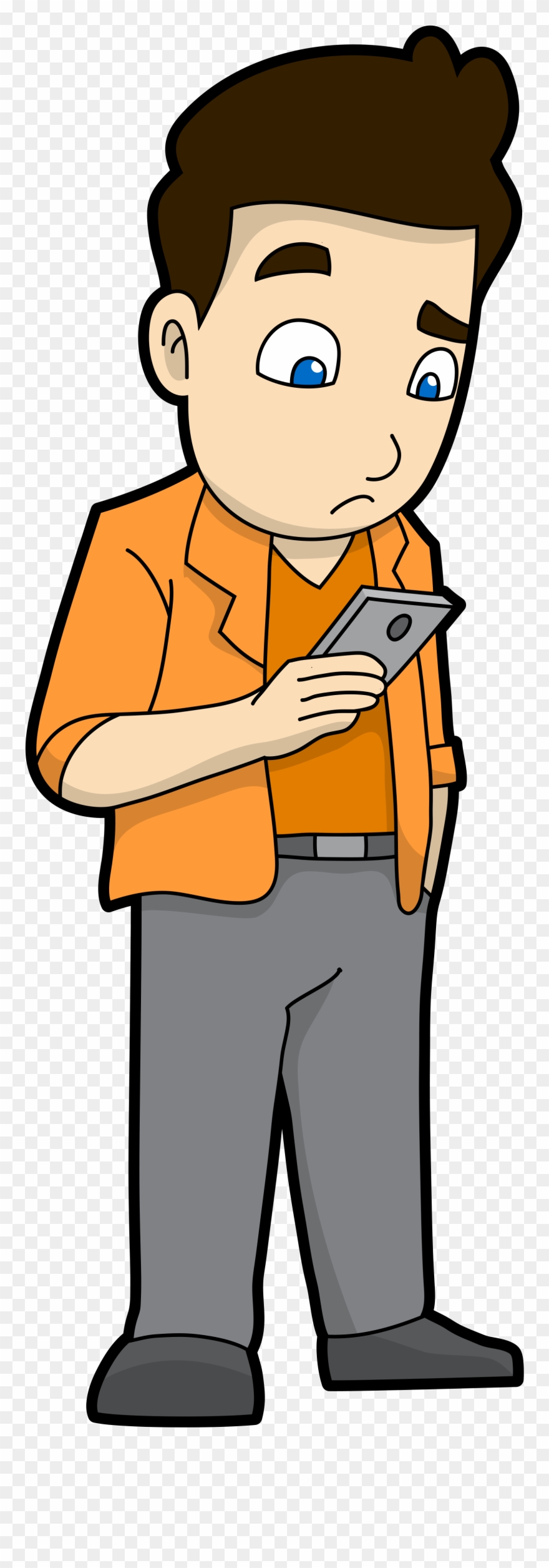 Open - Man On His Phone Cartoon Clipart