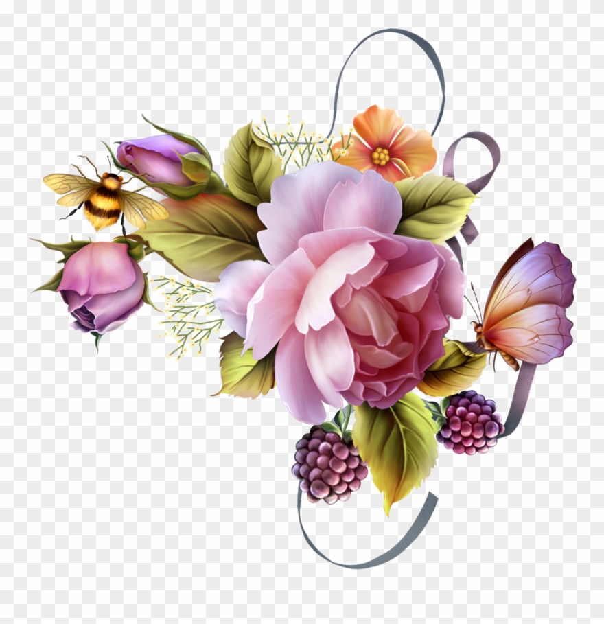 English Roses Photo Corners, Borders And Frames, English - Watercolor Purple Flower Clipart - Png Download