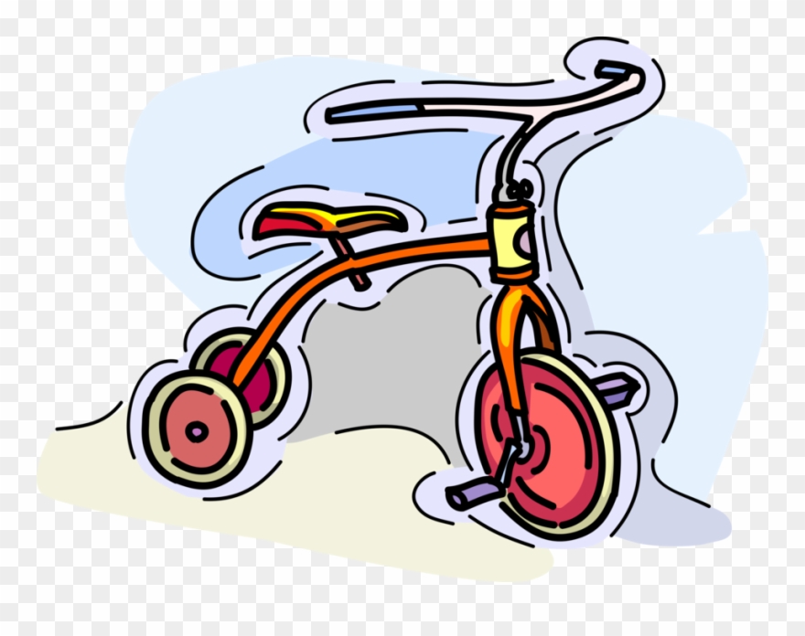Vector Illustration Of Child's Tricycle Riding Bike Clipart