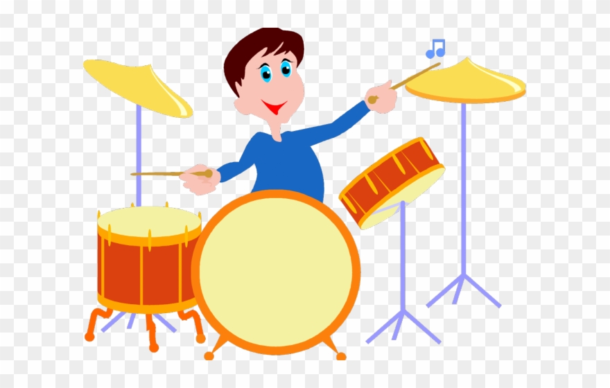 Drum Clipart Drum Player - Cartoon Playing - Png Download