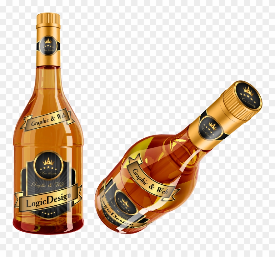Whisky Cognac Bottle 02 - Bottle Cork Mockup Alcohol Top Clipart
