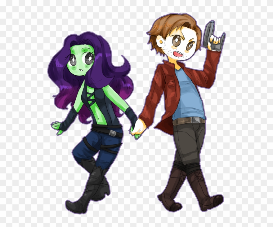 Guardians Of The Galaxy Clipart Nebula - Peter Quill And Gamora Fan Art - Png Download