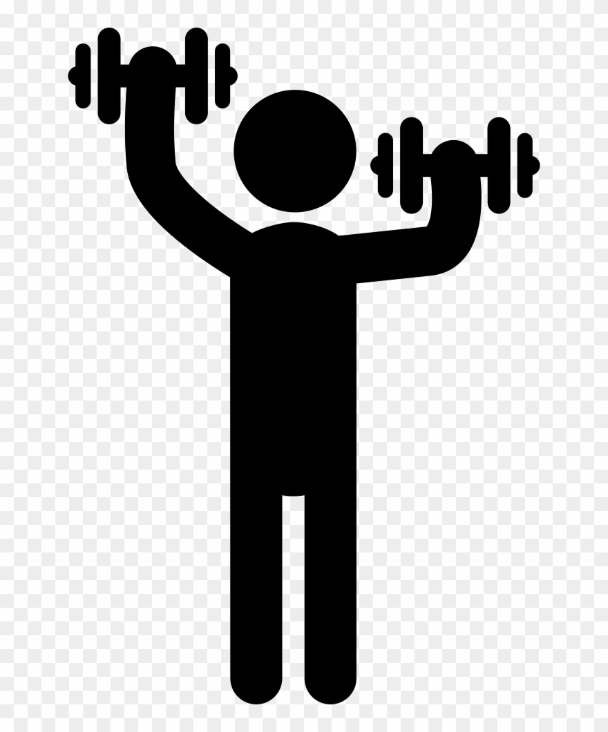Standing Man Silhouette Lifting Dumbbells Svg Png Icon - Dumbbells Icon Clipart