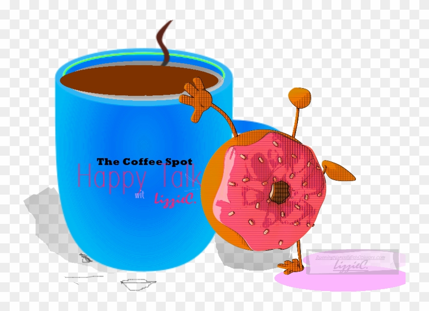 Coffee Talk, Happy Spot, Coffee And Donut - Illustration Clipart