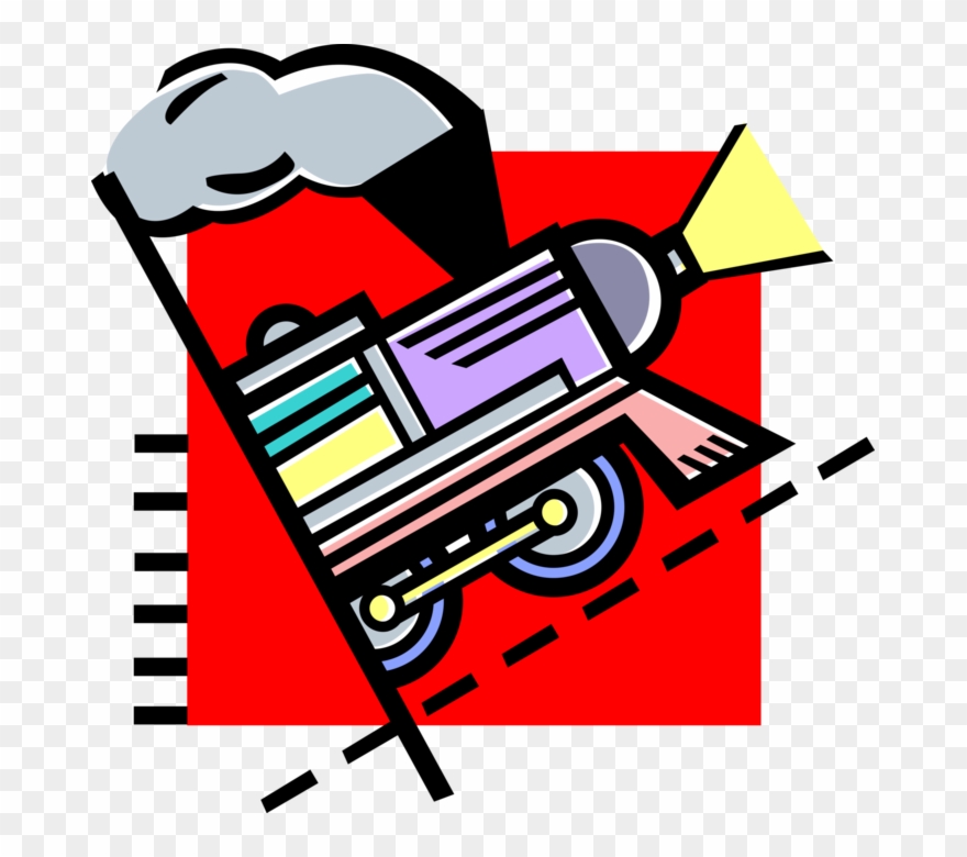 Vector Illustration Of Rail Transport Speeding Steam Clipart