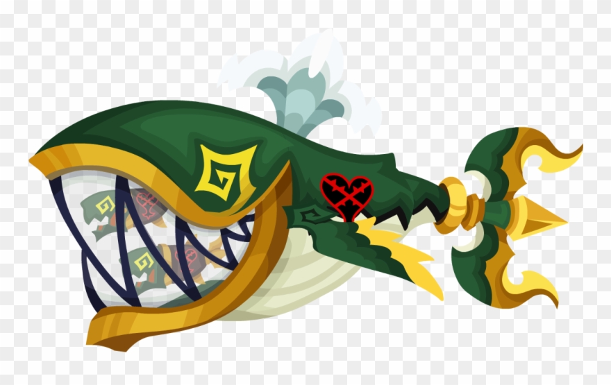Green Trident Tail - Kingdom Hearts Whale Heartless Clipart