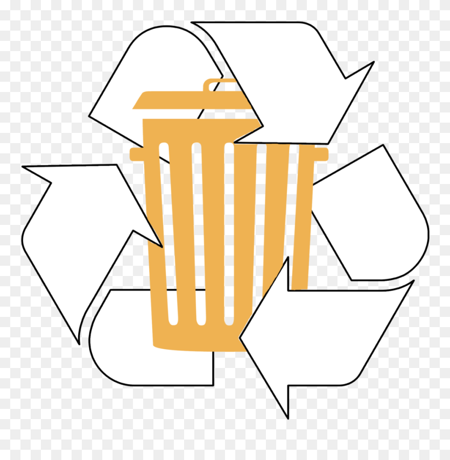 Trash And Recycling Symbol - White Recycling Icon Png Clipart