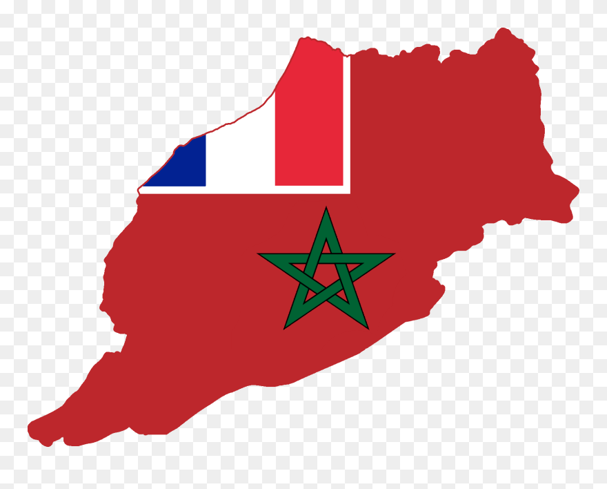 Flag Map Of French Morocco, 1912-1956 - Morocco French Clipart