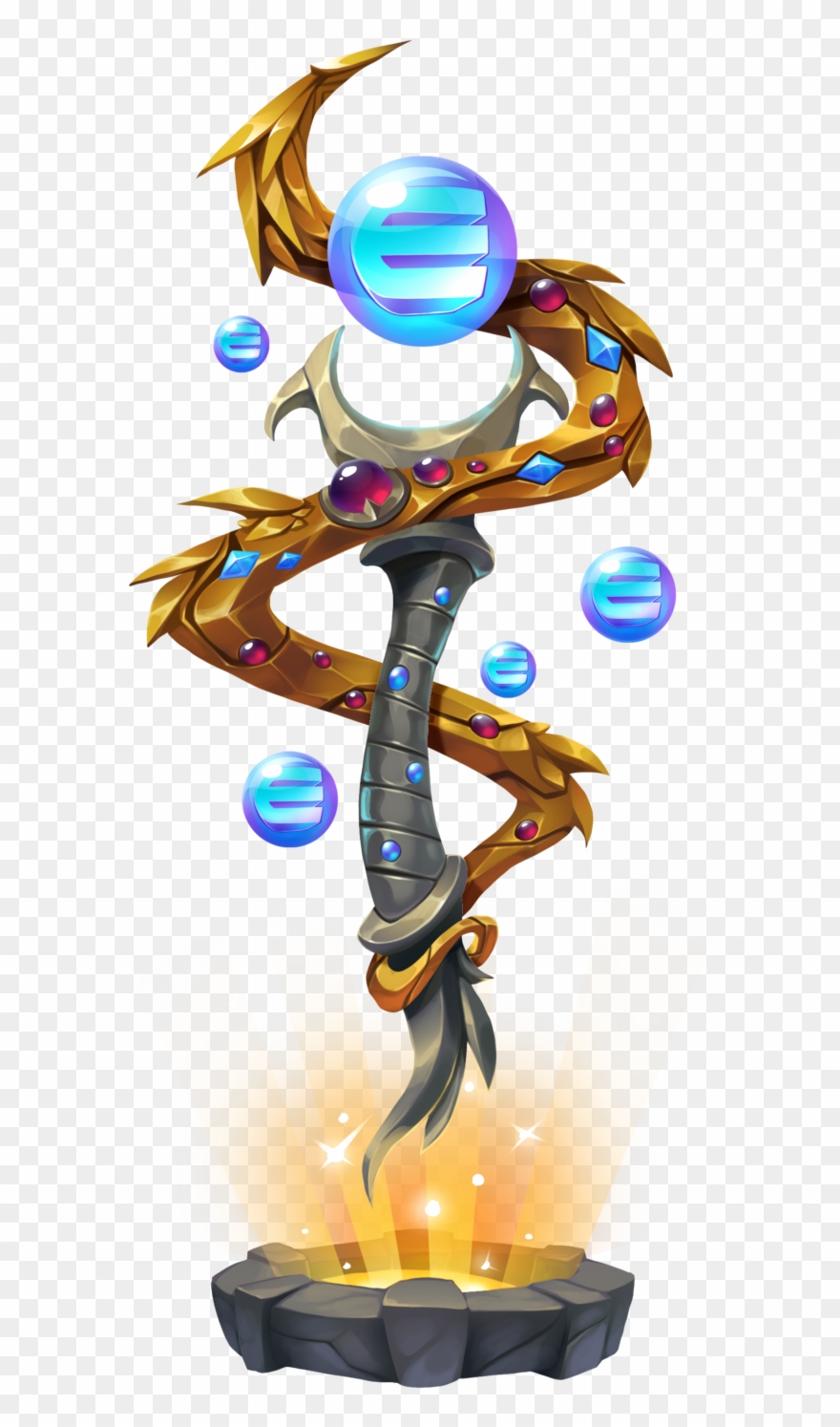 A Combination Of Two Items For Example A Wooden Staff - Cartoon Clipart