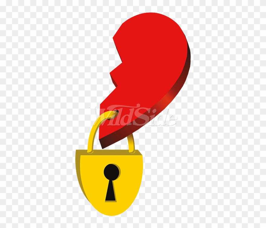 Split Heart With Lock - Emblem Clipart