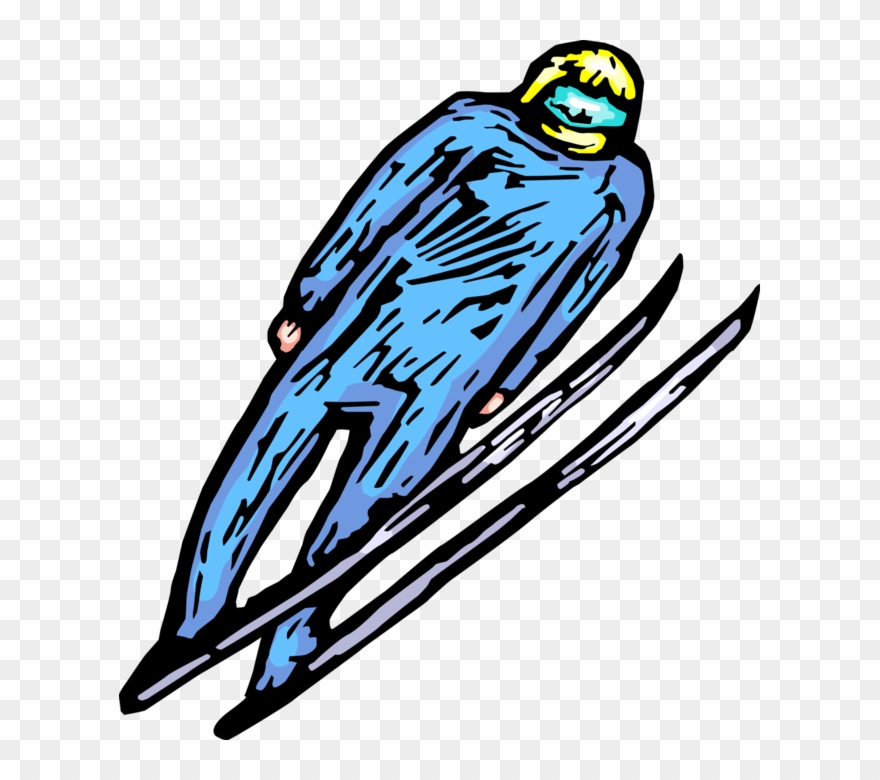 Vector Illustration Of Alpine Ski Jumper Catches Some Clipart
