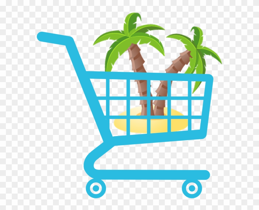 Graphic Of Island And Palm Trees Inside A Shopping - Shopping Cart Logo Png Clipart