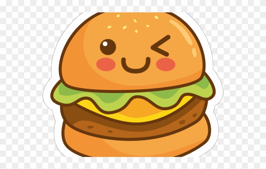 Drawn Burger Cute - Burger With A Face Clipart