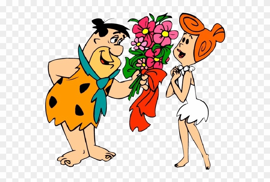 Flintstones Characters Cartoon Images Png Flintstones - Fred Flintstone With Flowers Clipart