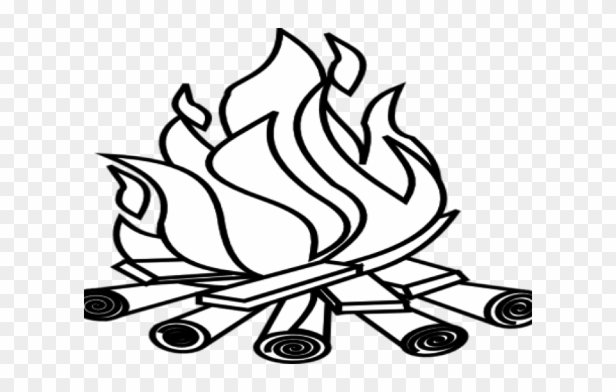 Bonfire Clipart Black And White - Line Art - Png Download