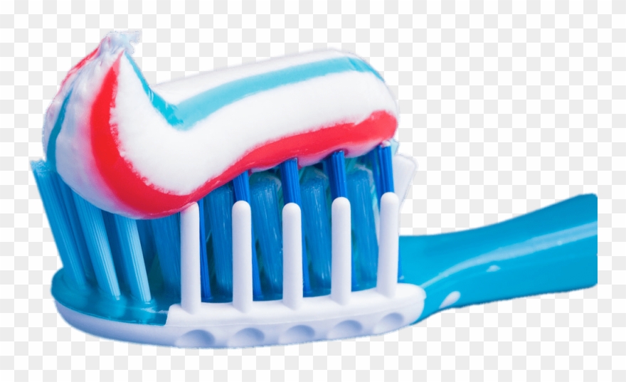 Download Red And Blue Toothpaste On Brush Transparent - Toothpaste On A Brush Clipart