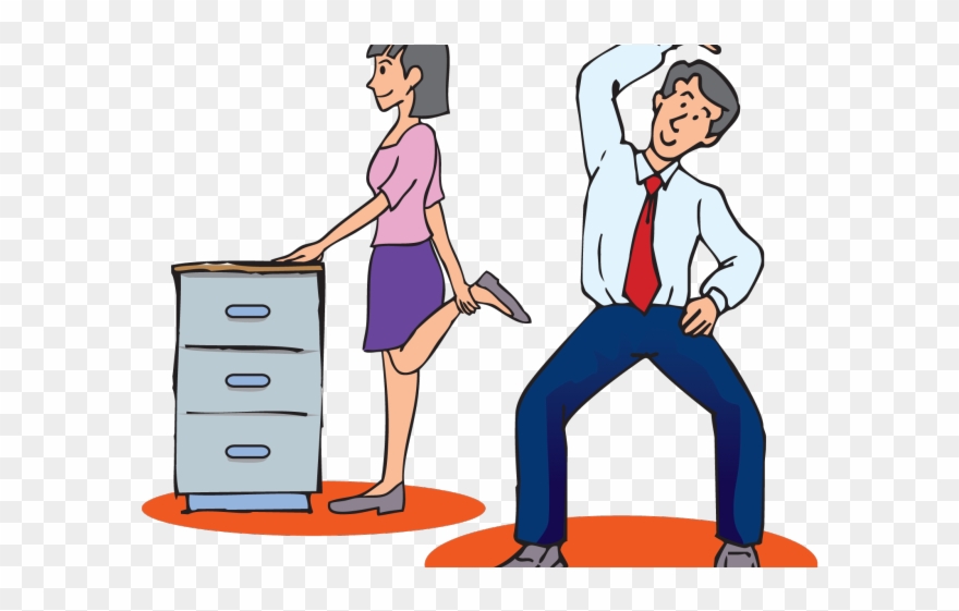Elliptical Trainer Clipart Personal Fitness - Stretching At Work Cartoon - Png Download