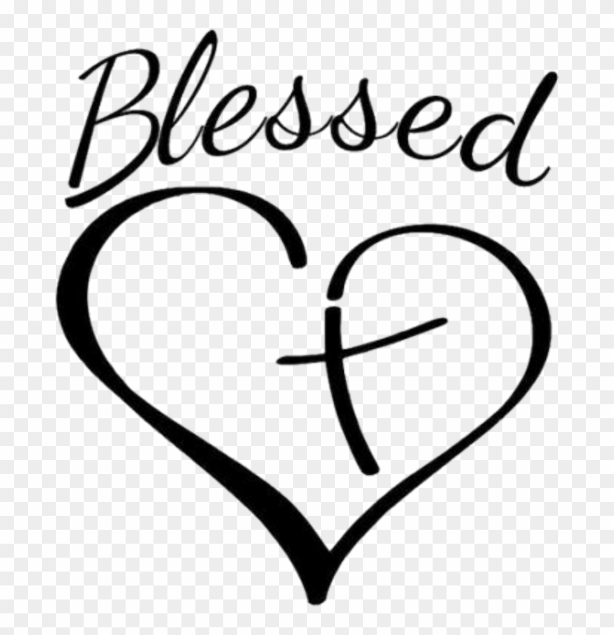 Blessed Sticker - Cross And Heart Clipart