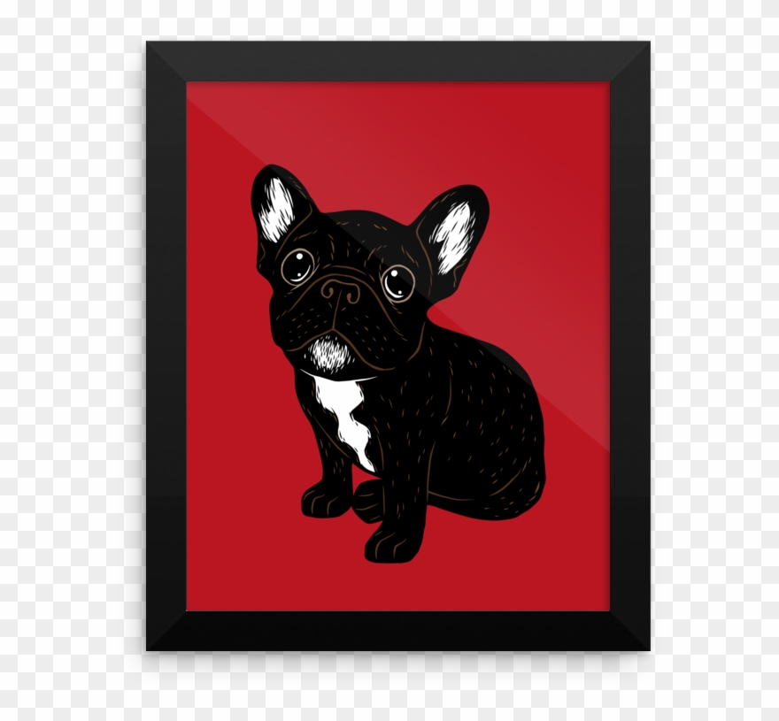 Cute Brindle Frenchie Puppy Framed Poster Brindle French - French Bulldog Clipart