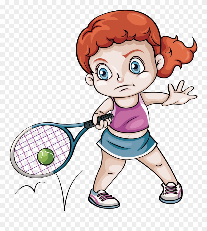 Tennis Racket Clipart At Getdrawings Com Free For Personal - Girl Playing Tennis Drawing - Png Download