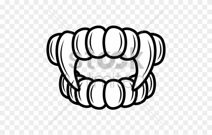 Drawn Teeth Fanged - Vampire Fangs Drawing Clipart