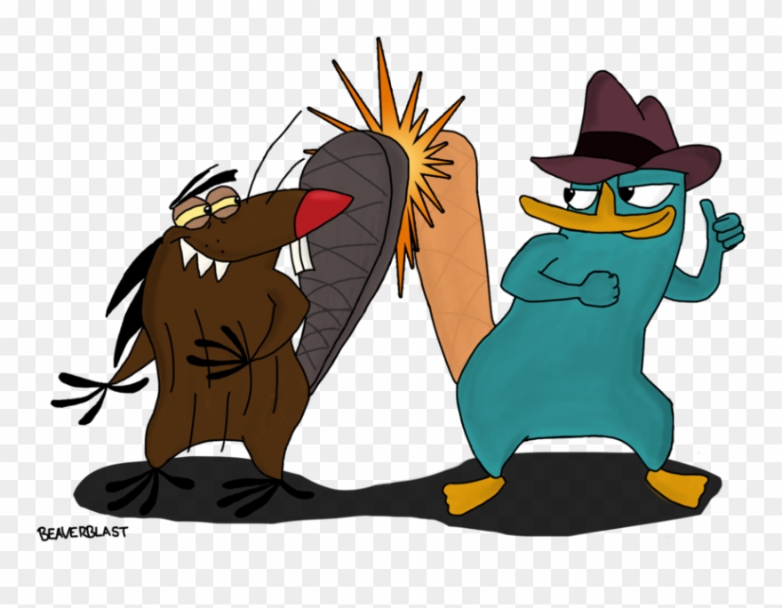 Beaver-tail Slap Colored By Beaverblast On Clipart - Perry The Platypus And Beaver - Png Download