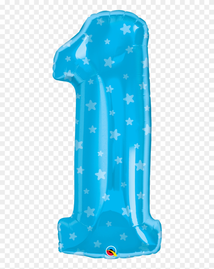 Blue Stars Number One Balloon - Inflatable Clipart