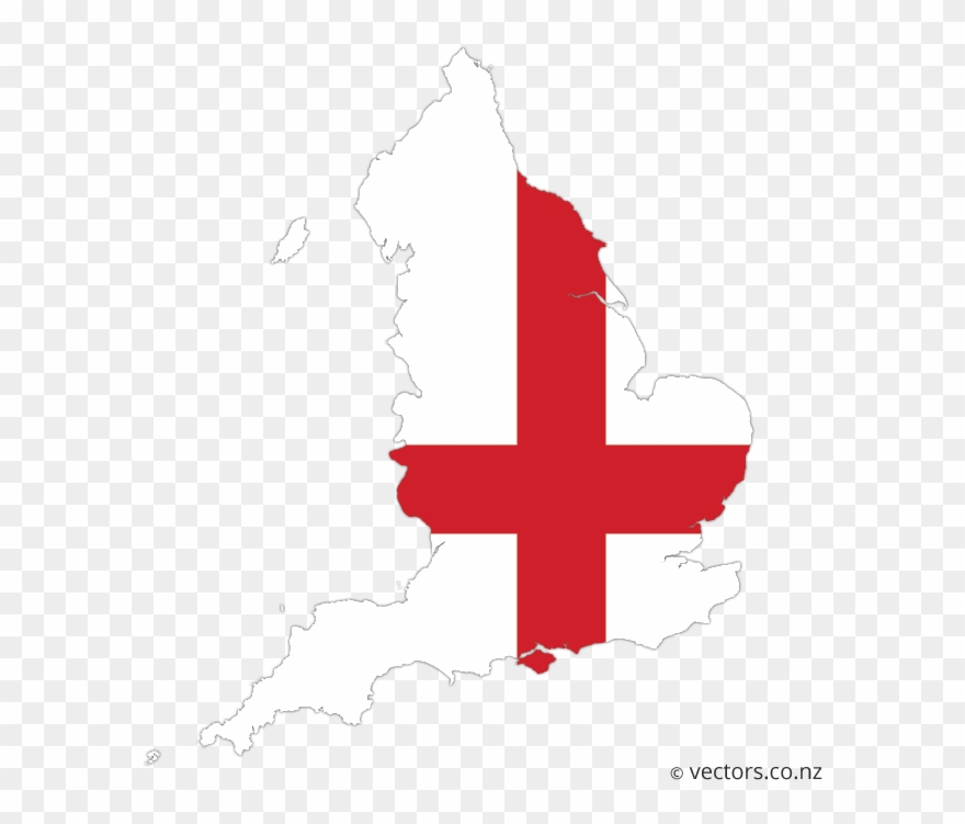 Flag Vector Map Of England - England Map With Flag Clipart