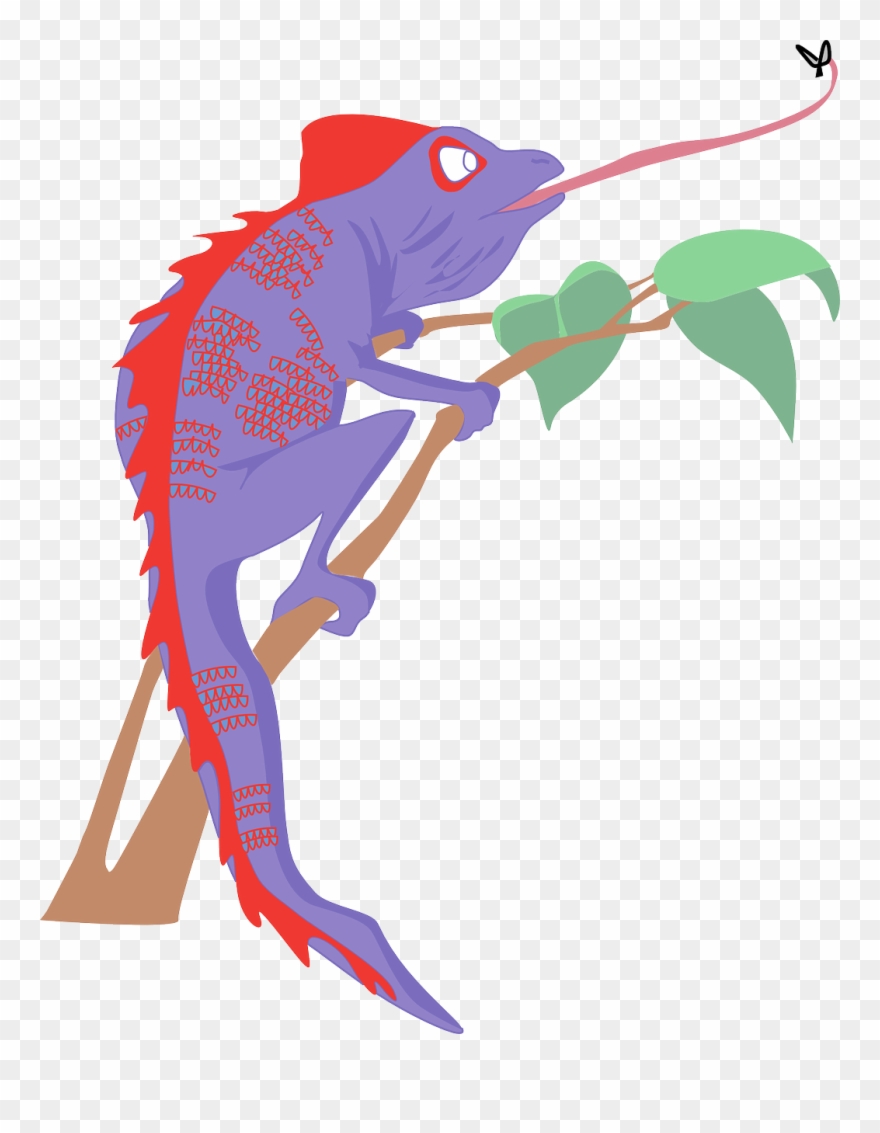 Red, Purple, Branch, Fly, Colors, Leaves, Chameleon - Lizard Eating Clipart - Png Download