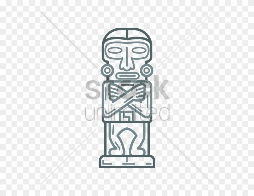Drawn Totem Pole Mayan - Mayan Statue Head Drawing Clipart