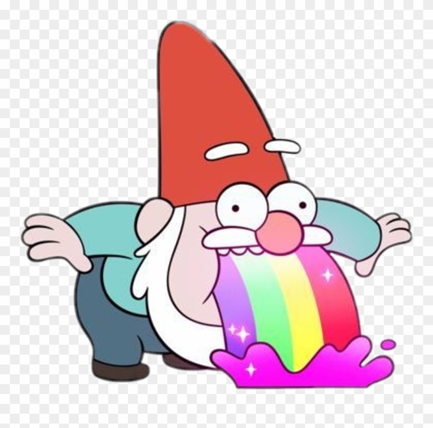 Gnomo Sticker - Rainbow Vomiting Gnome Clipart