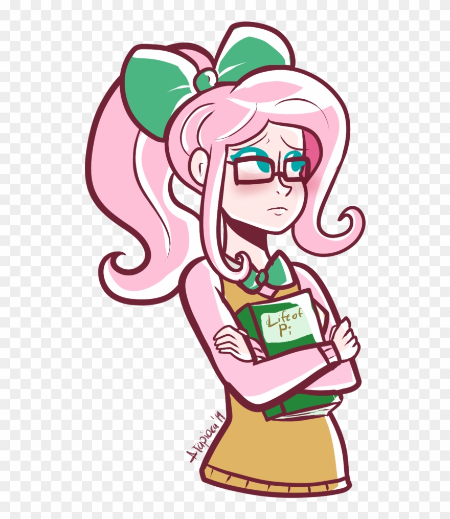 Php52, Book, Bow, Flattershy, Fluttershy, Glasses, - Cartoon Clipart