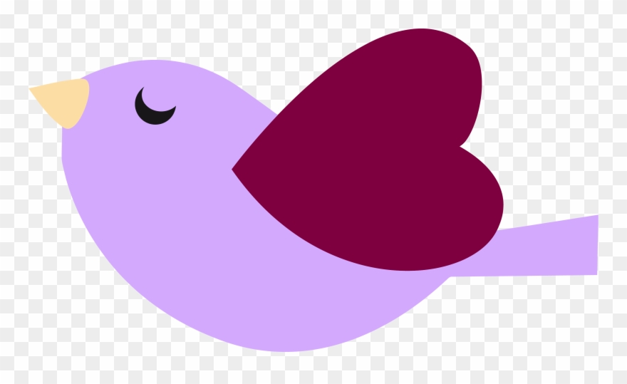 Purple Heart Bird Clipart Png - Png Cute Bird Clipart Transparent Png