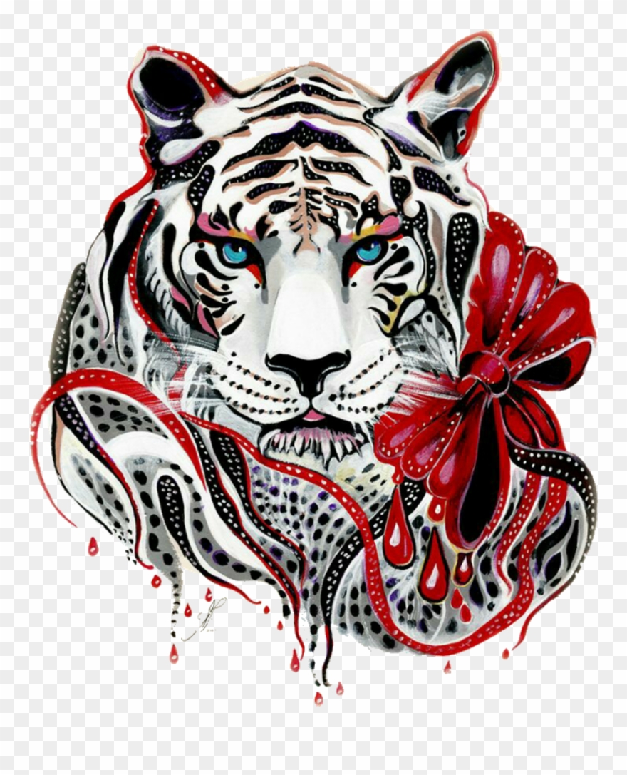 Colorfultattoo Sticker - White Tiger Painting Png Clipart