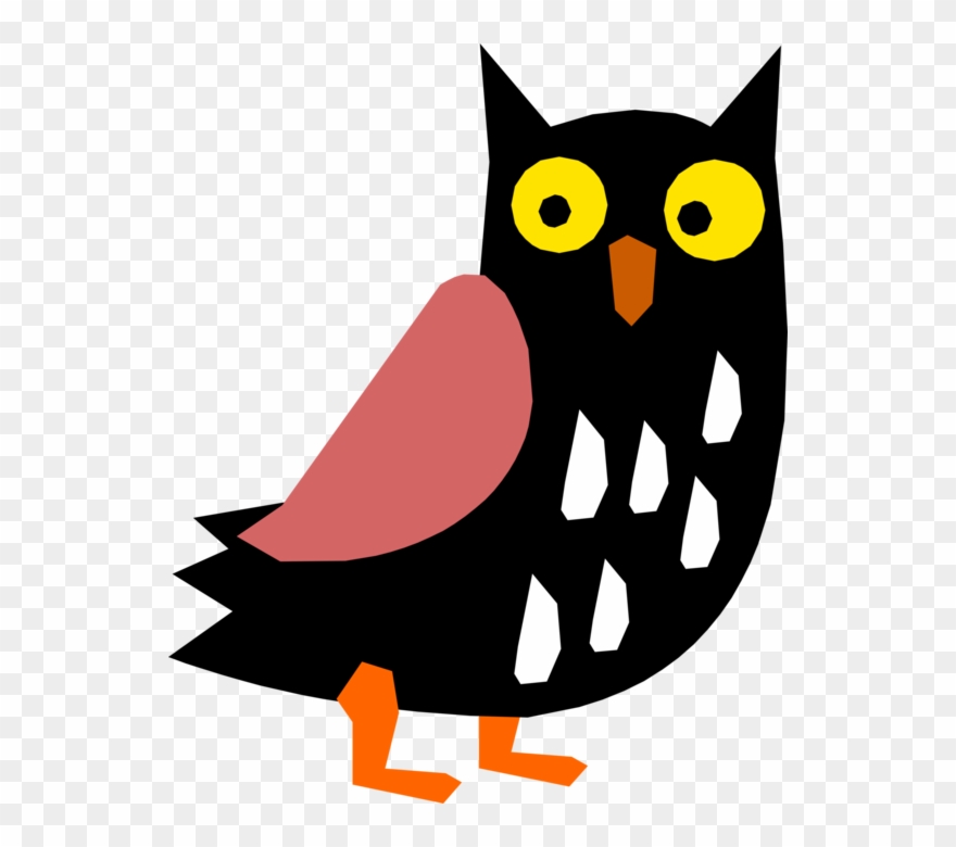 Vector Illustration Of Wise Old Owl Bird Symbol Of - Cartoon Clipart