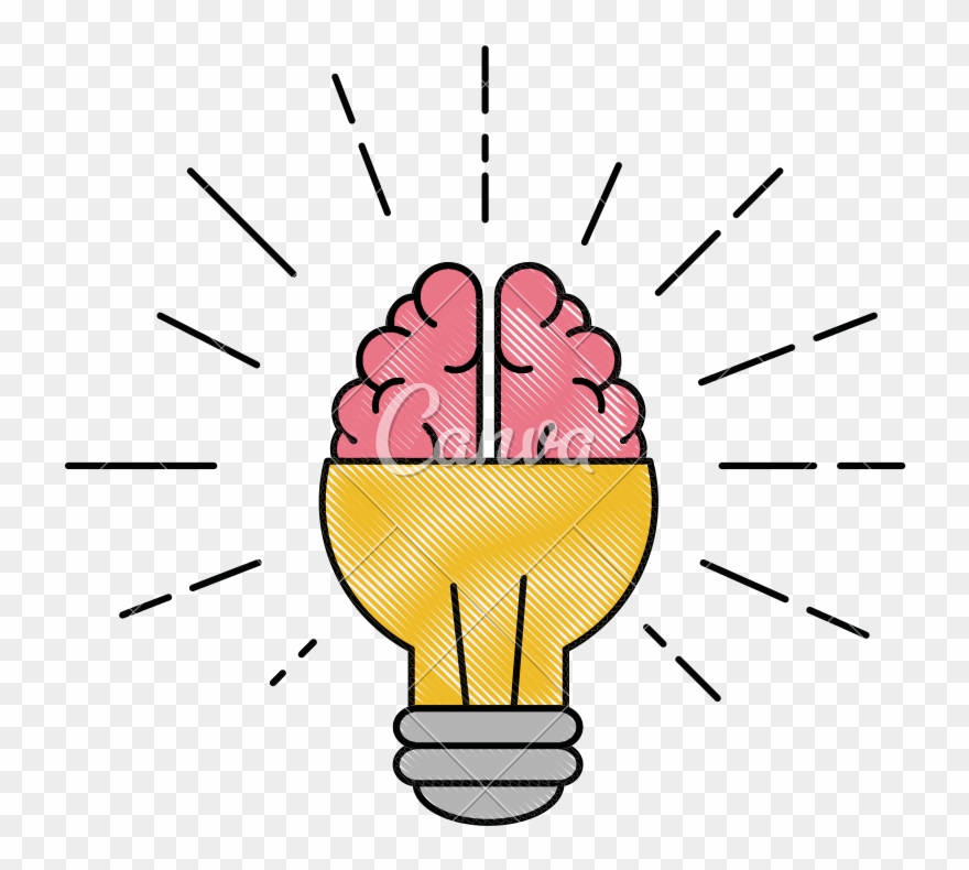 Idea Clipart Lightbulb Brain - Png Download