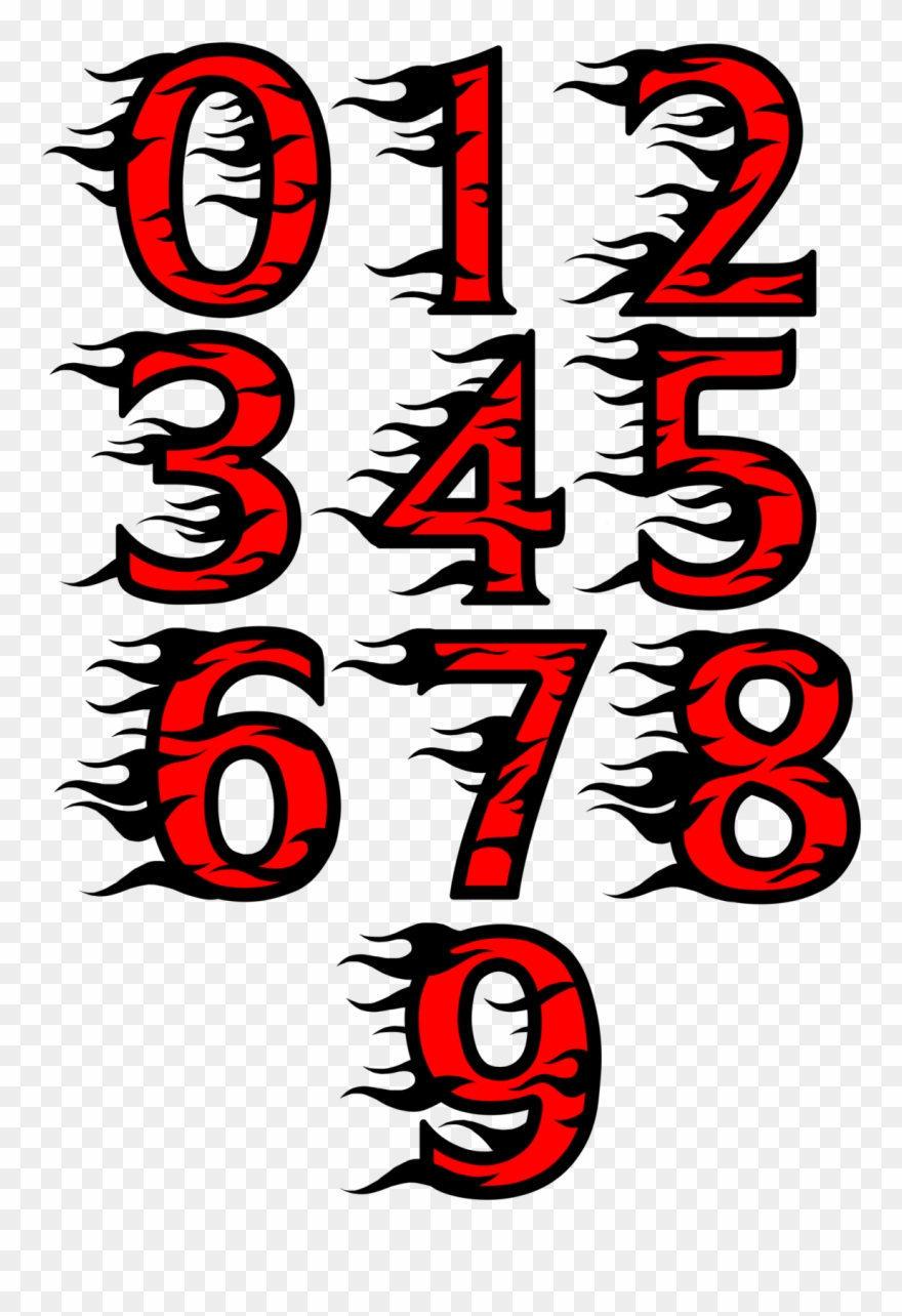 Flame Style Number/letter Hats Clipart
