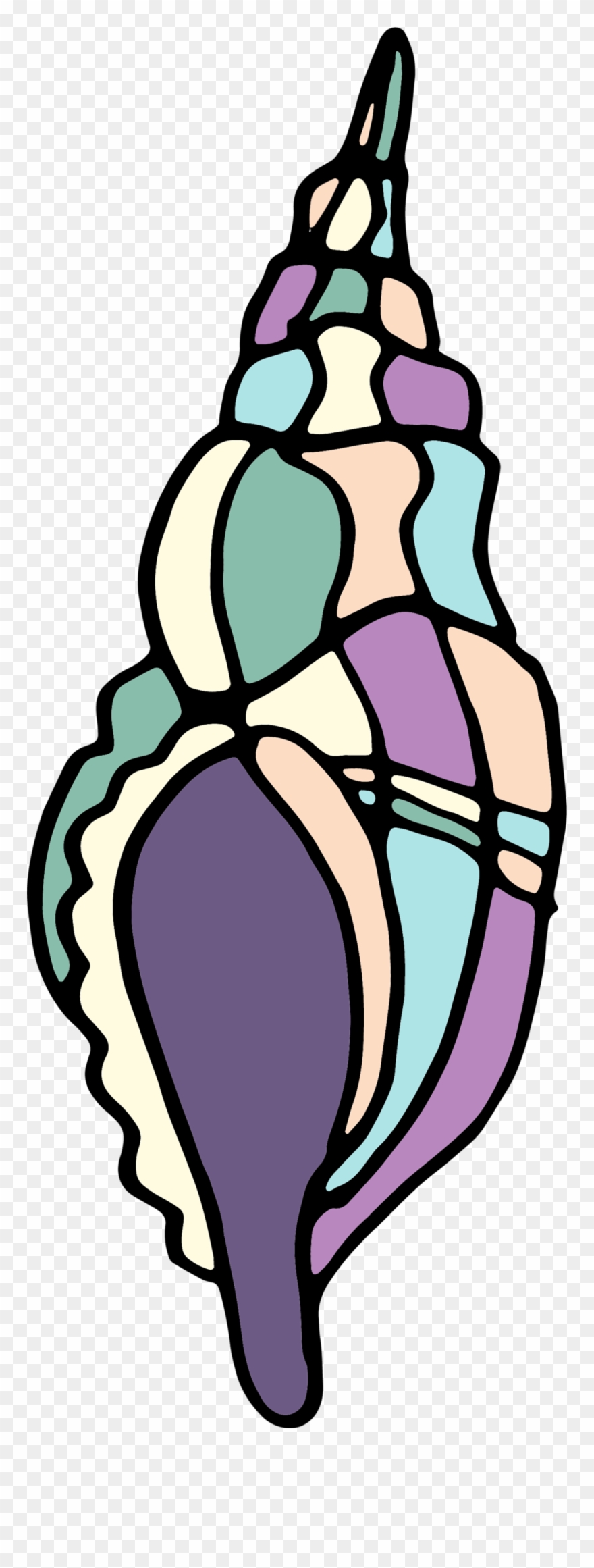 Color Stitching Watercolor Hand Painted Conch Transparent Clipart