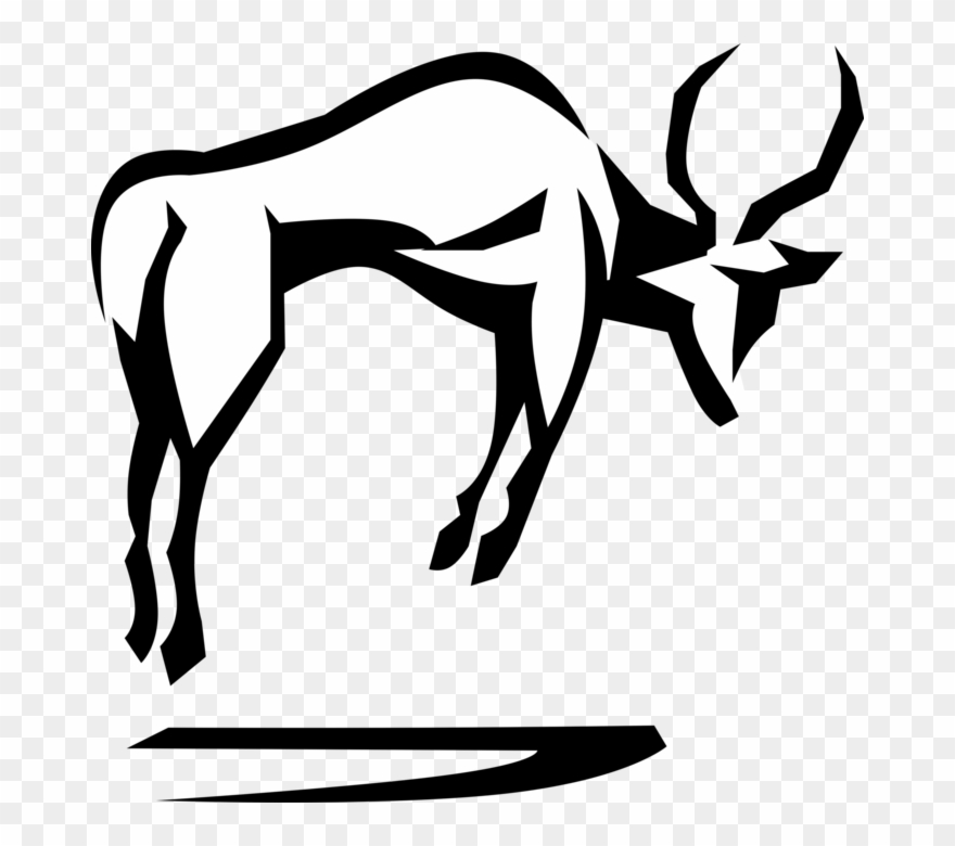 Vector Illustration Of African Antelope Jumping Clipart