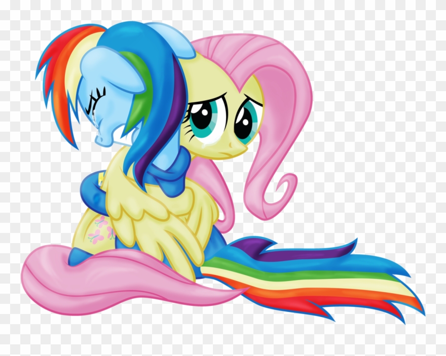 Sadness Clipart Hug - Fluttershy And Rainbow Dash Sad - Png Download