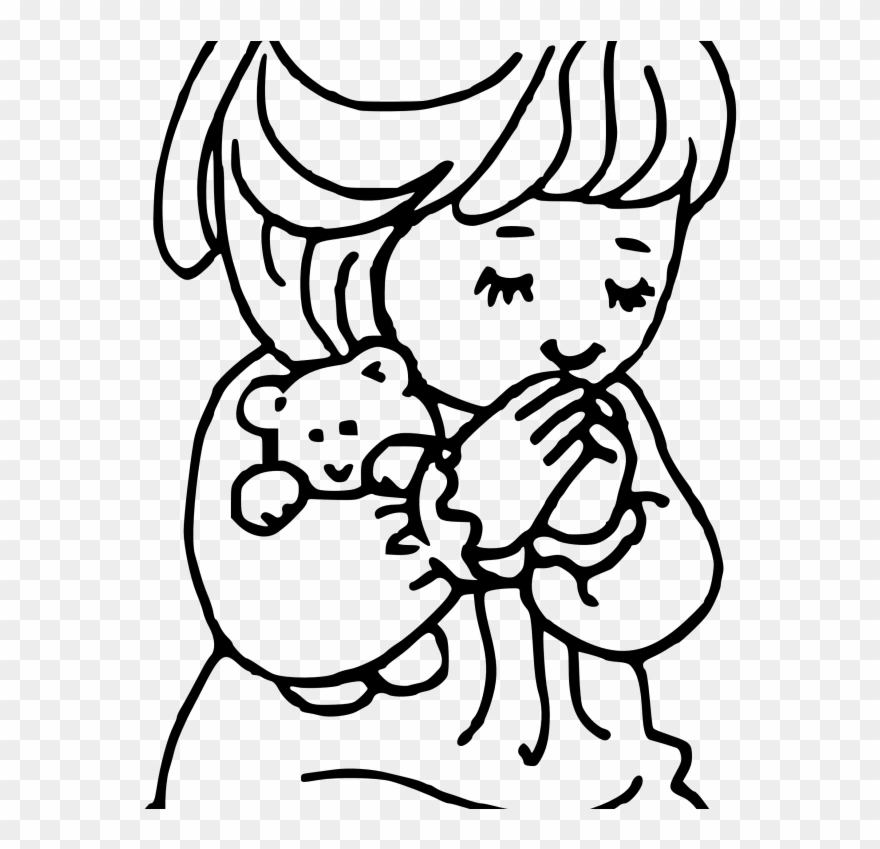 Child Praying Drawing Coloring Page Bitslice Me To - Easy Drawing Of Girl Praying Clipart