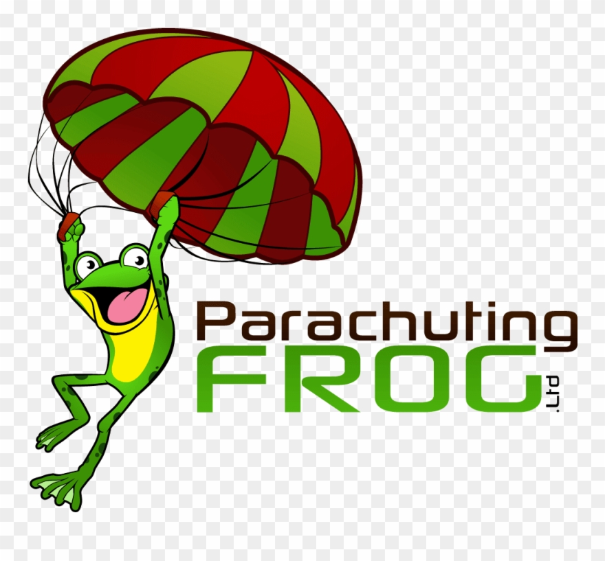 Parachuting Frog - Cartoon Clipart